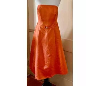 Michelangelo orange prom dress size 10 silk satin